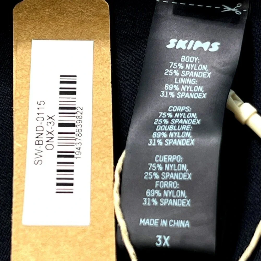 SKIMS‎ Shaping Swim Bandeau Top Onyx Womens 3X